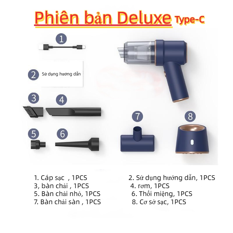 33000PA Máy hút bụi cầm tay mini không dây siêu tiện lợi, hút bụi xe ô tô Có thể thổi và hít vào