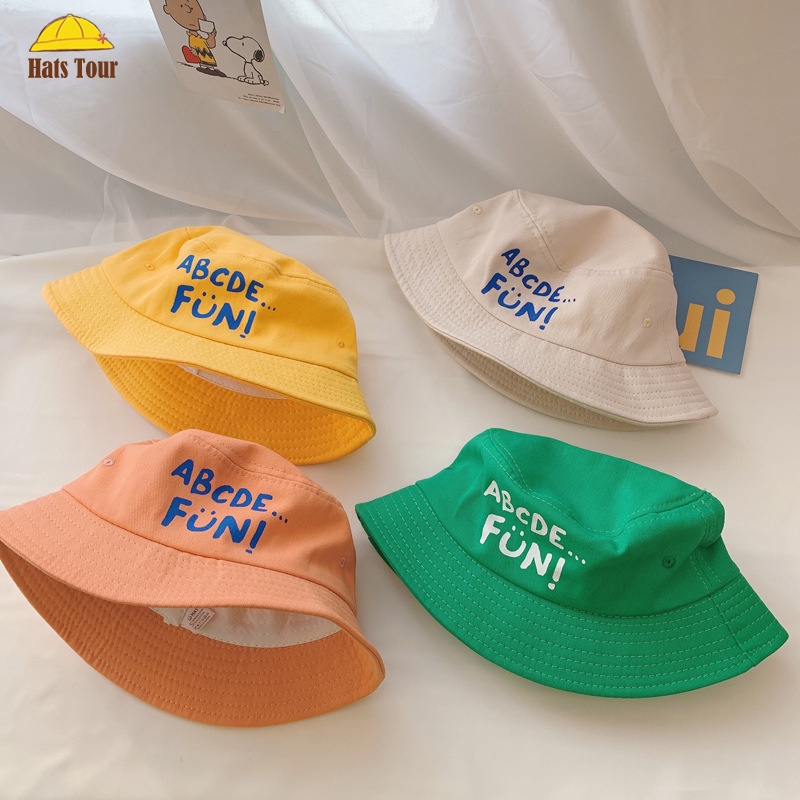 Nón Bucket Chất Liệu Cotton In Chữ Thời Trang Đi Biển Cho Bé 3-5 tuổi
