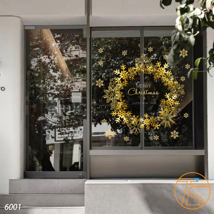 Decal Trang Trí Noel Hình Cây Thông Và Nơ Vàng Dán Tinh Điện - Phụ Kiện Trang Trí Dịp Lễ Tết 2024