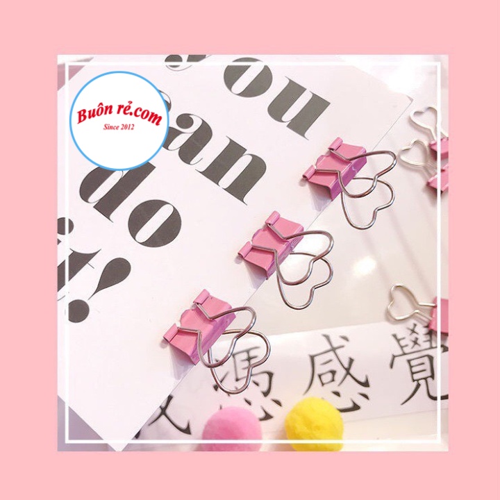 Set 5 Kẹp giấy mini hình trái tim dễ thương – Kẹp bướm, Kẹp tài liệu văn phòng phẩm họa tiết cute Br 01782