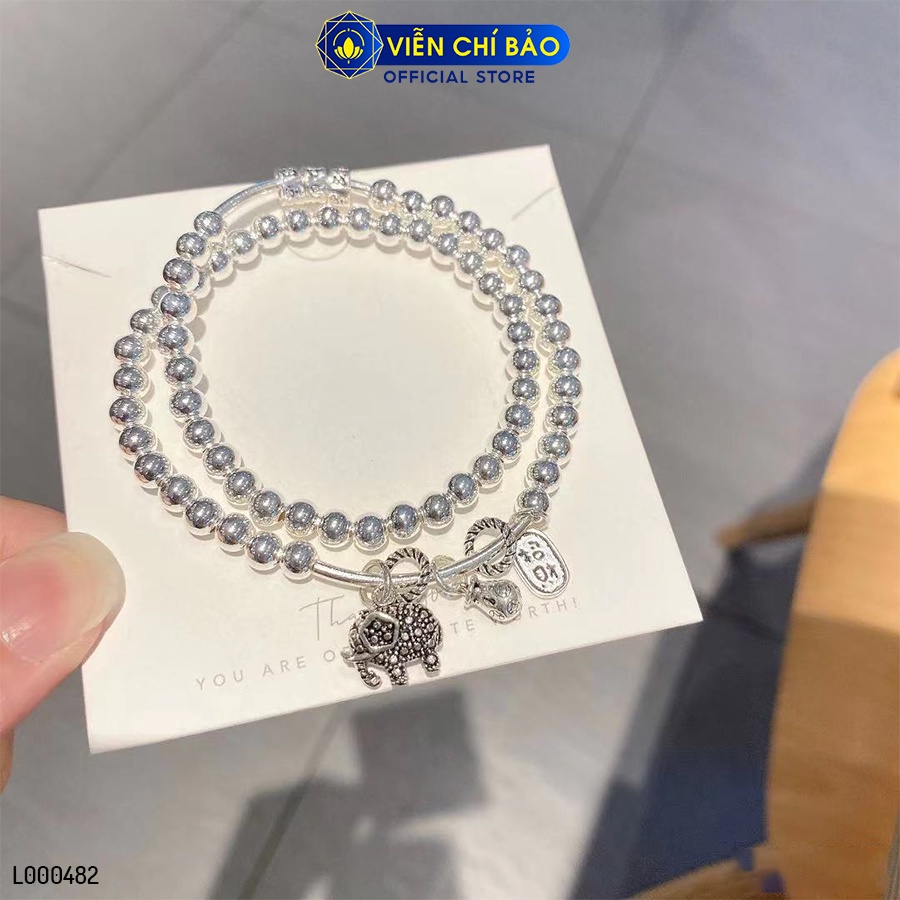 Vòng tay bạc nữ chuỗi bi charm voi lục tự - 5mm chất liệu bạc 925 thời trang phụ kiện trang sức Viễn Chí Bảo L000482