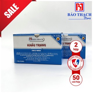 Combo 2 hộp khẩu trang Bảo Thạch 4 lớp xanh (hộp 50 cái)