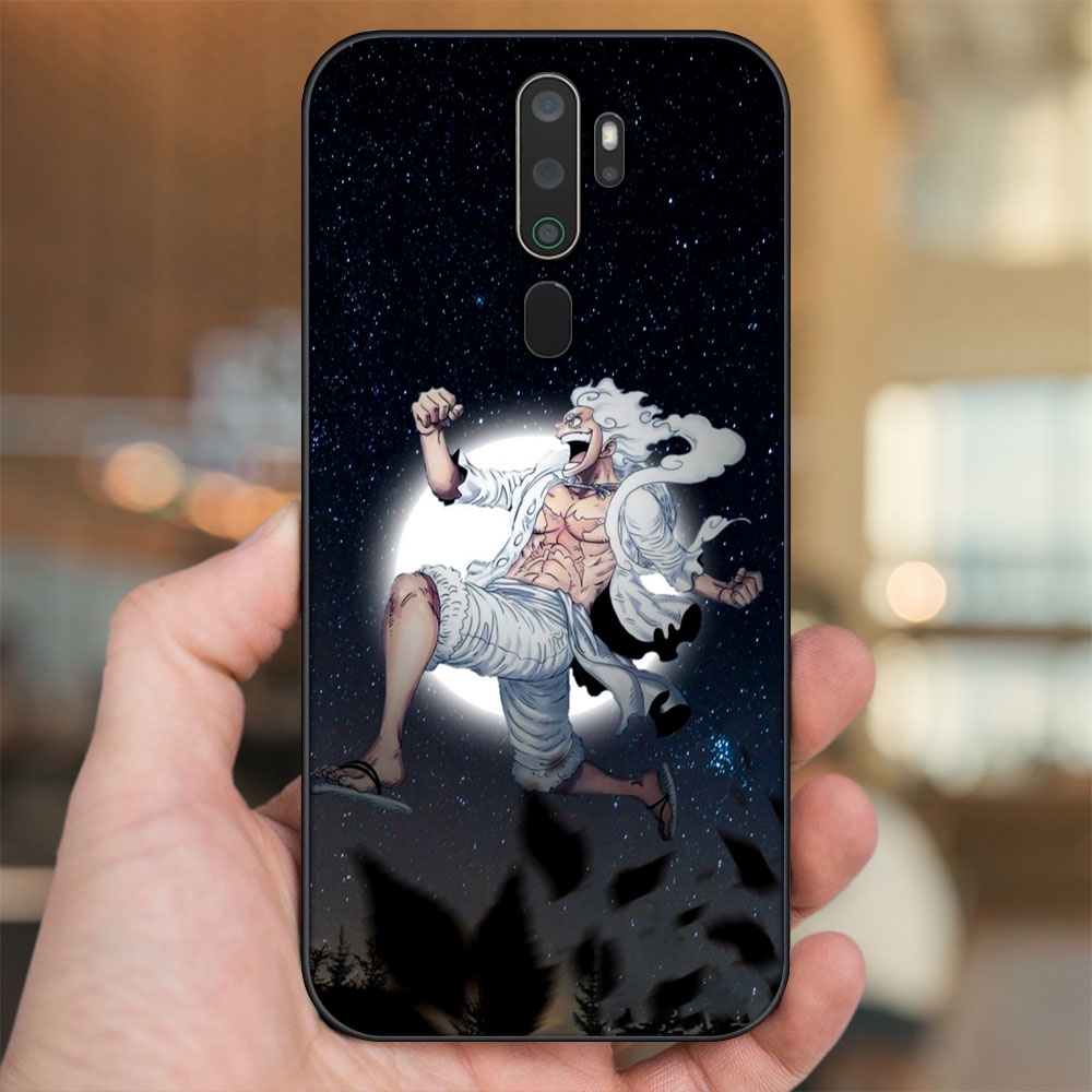 Ốp lưng Oppo A5 2020, A9 2020 viền đen in hình Luffy Gear 5 Nika One Piece Đảo Hải Tặc