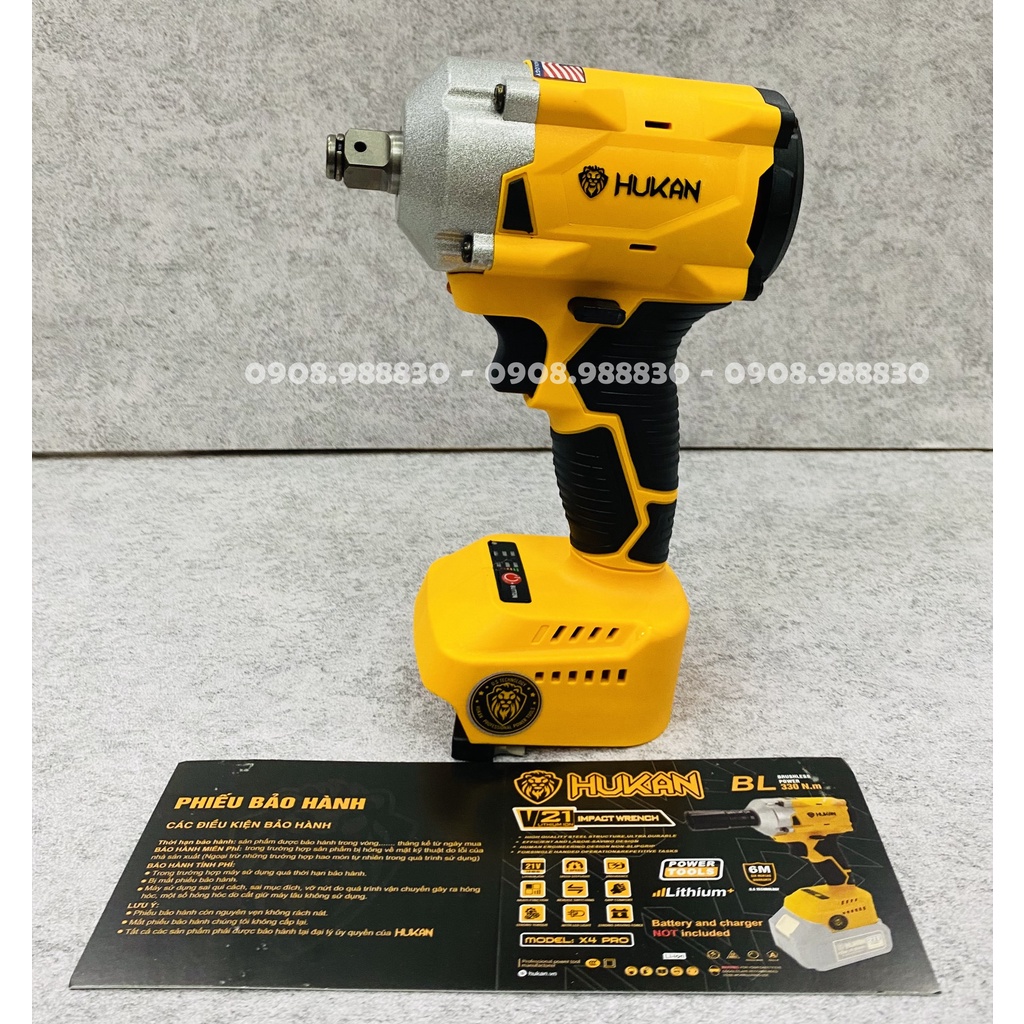 Thân máy siết bulong dùng pin HUKAN X4 PRO, Động cơ không chổi than siêu mạnh mẽ, Lực siết 330NM