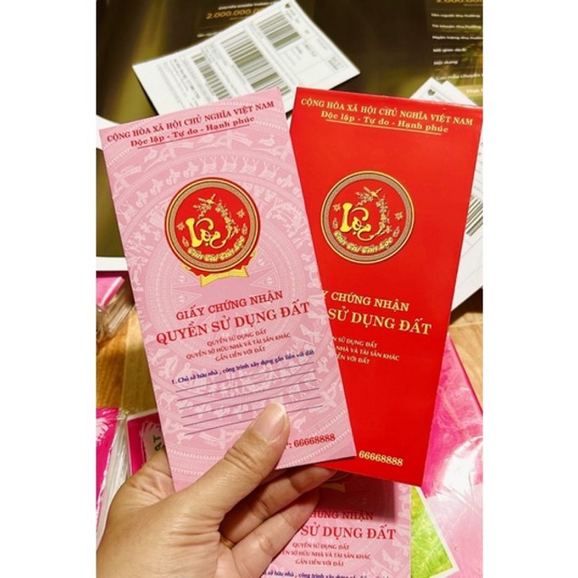 Bao Lì Xì Sổ - Hồng - Sổ - Đỏ LỘC LÁ - xấp 10 cái