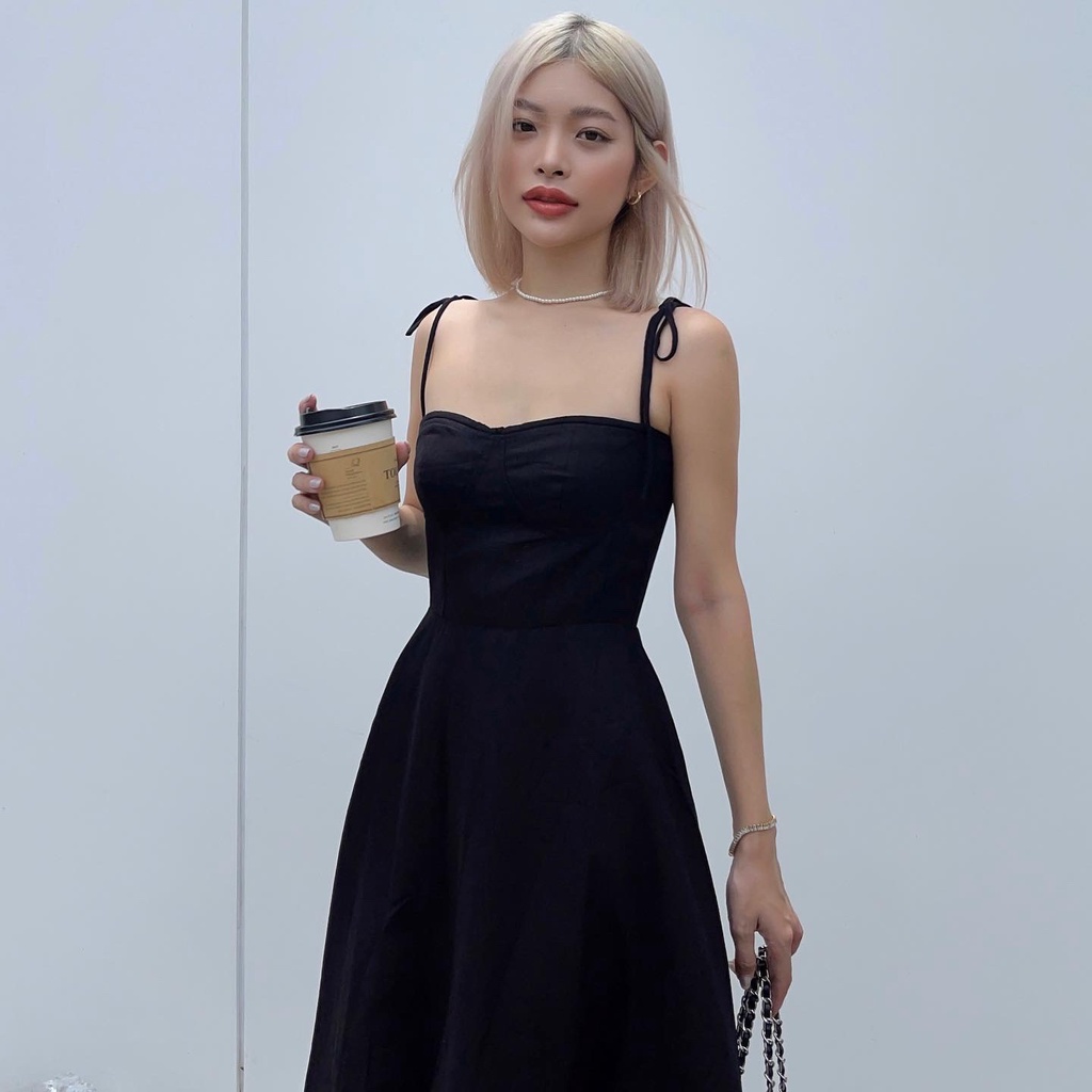Nacy- Đầm 2 dây linen dài