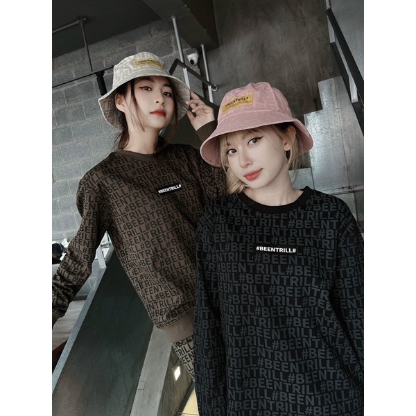 (ảnh thật) Set bộ tay dài NI.KE ALL OVER LOGO PRINT 2 màu