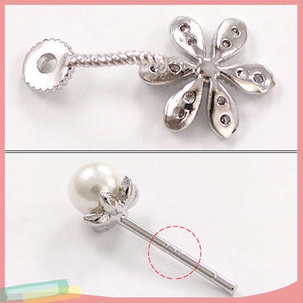 Đôi khuyên tai hình hoa đính kim cương ngọc trai giả thời trang cho nữ