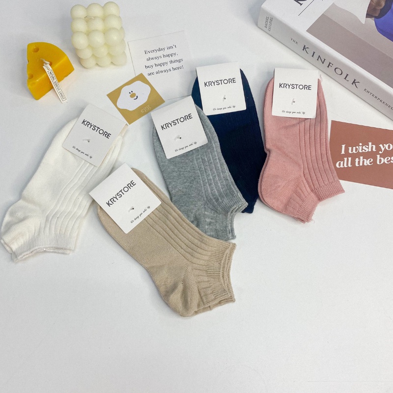 Tất vớ ngắn cổ cao qua mắt cá chất len gân đẹp krystore NC31