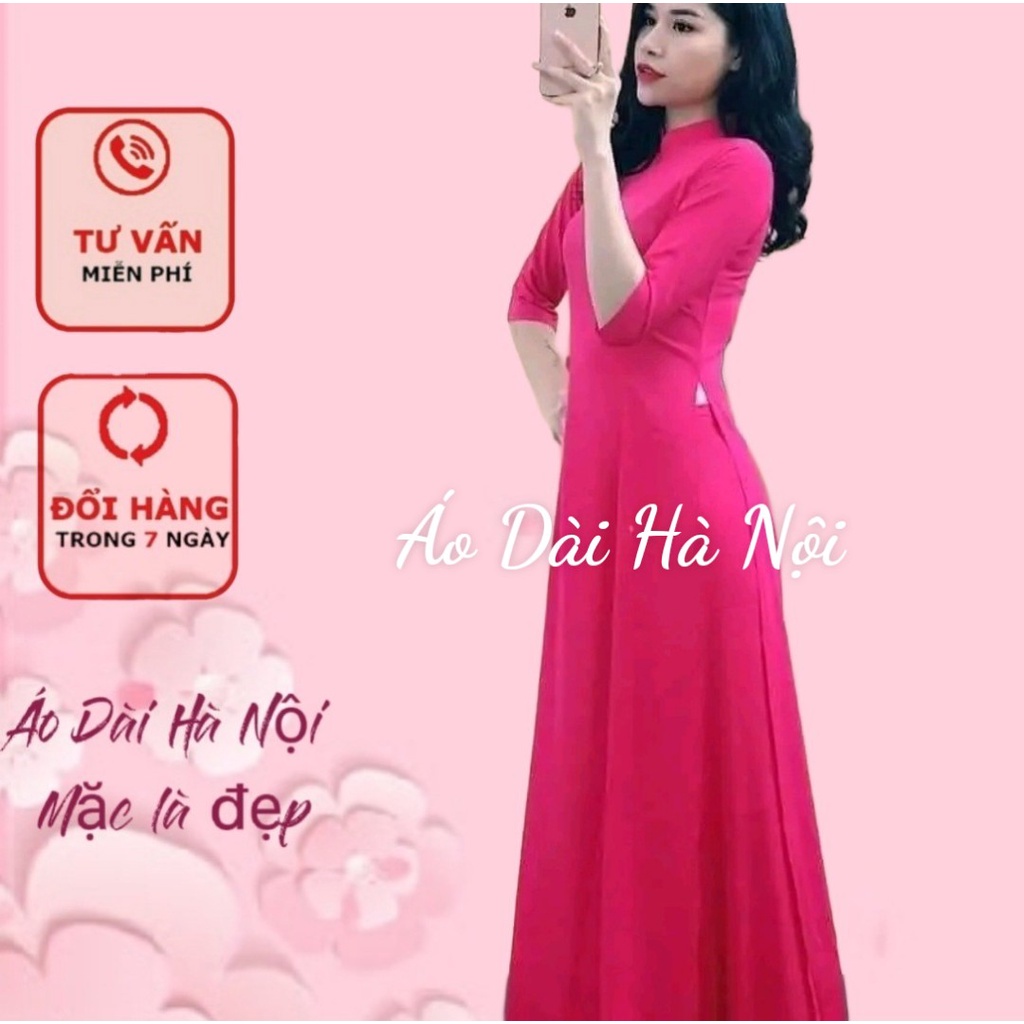 Áo dài trơn màu hồng sen lụa mỹ cao cấp - Áo Dài Hà Nội