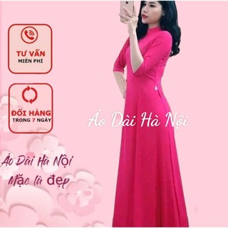 Áo dài trơn màu hồng sen 2 tà lụa mỹ cao cấp - Áo Dài Hà Nội