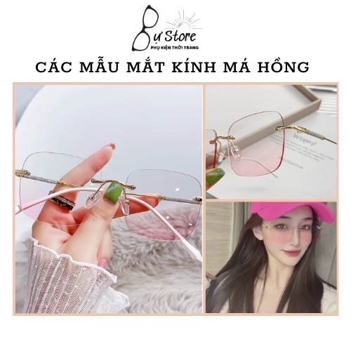 Mắt Kính má hồng - kính ốc ko viền kim tuyến tròng ombre má hồng siêu hot 1011