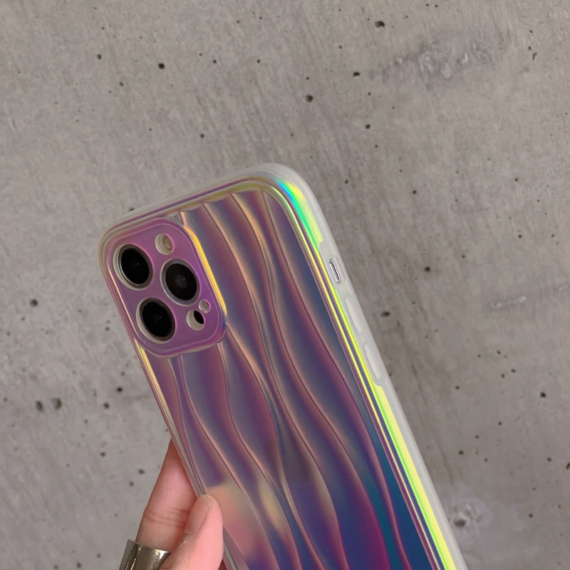 Ốp Điện Thoại Chống Sốc Màu Laser Họa Tiết Gợn Sóng Thời Trang Cho iPhone 14 13 12 11 Pro Max