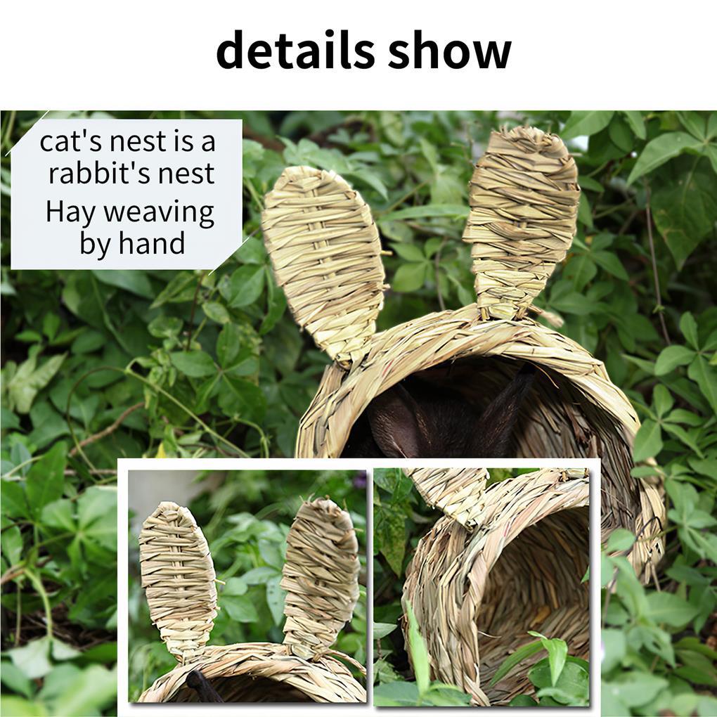 Tổ Đan Cỏ Hình Tròn Có Tai Dễ Thương Dùng Trang Trí Phòng Ngủ / Sân Vườn