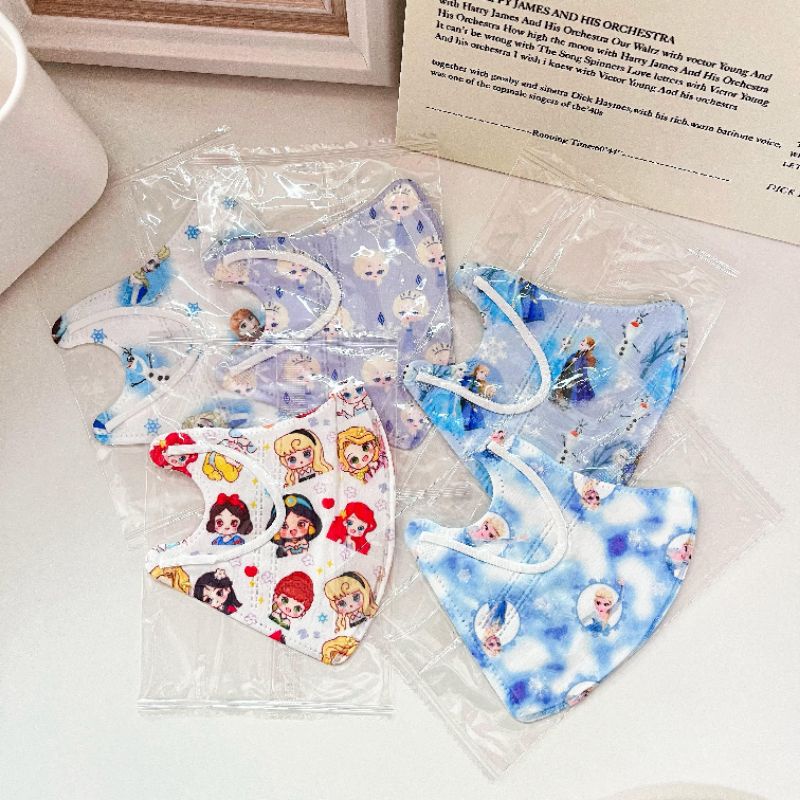 [ Hàng Sẵn ] Set 10 Chiếc Khẩu Trang 3D Công Chúa, Elsa Cho Bé 4-8 Tuổi