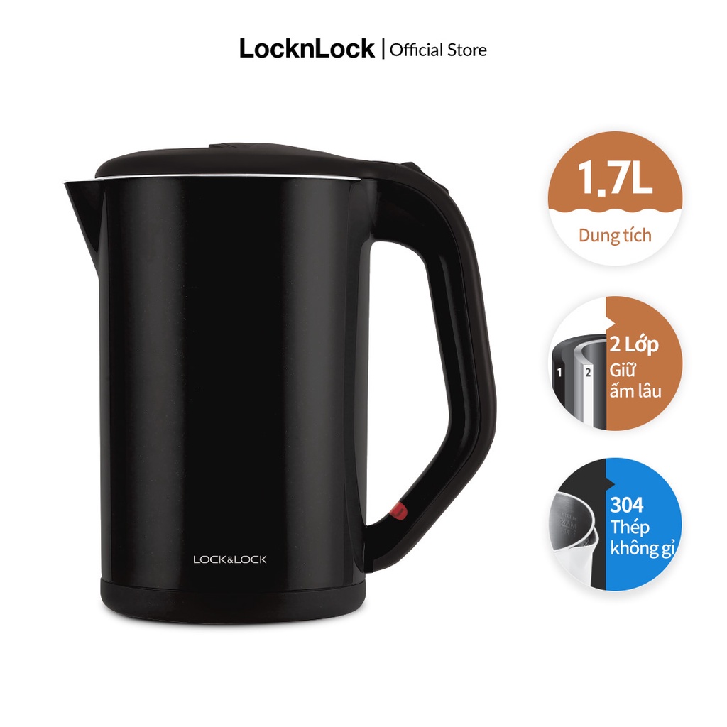 Ấm đun bằng thép không gỉ Lock&Lock, 1.7L màu đen EJK738BLK | BigBuy360 - bigbuy360.vn