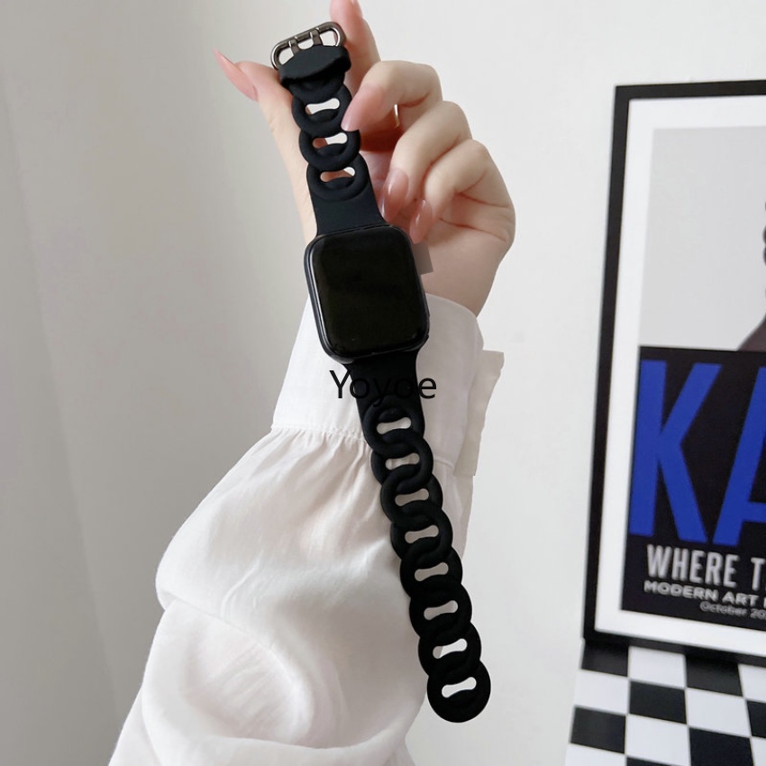 Dây Đeo Đồng Hồ Bằng Silicone Hình Tròn Kích Thước 40mm 44mm 45mm 41mm 49mm 42mm 38mm Cho iWatch Series 8 7 SE 6 5 4 3 2 1