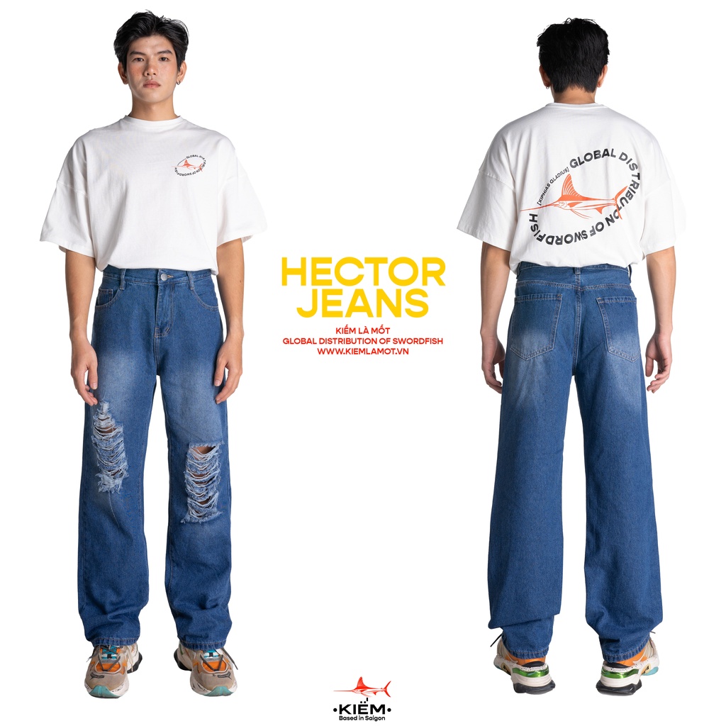 KIẾM LÀ MỐT HECTOR - quần jeans nam dài ống rộng màu xanh