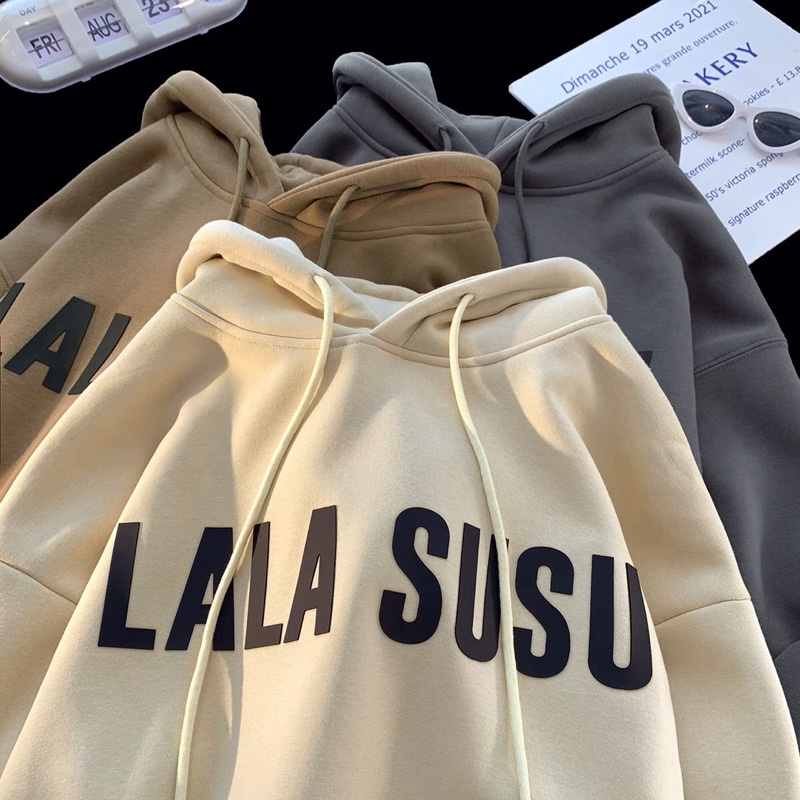 Áo khoác hoodie unisex Lala Susu - Myndi_clothes - Áo có mũ form rộng chất vải nỉ bông phong cách ullzzang 3 màu