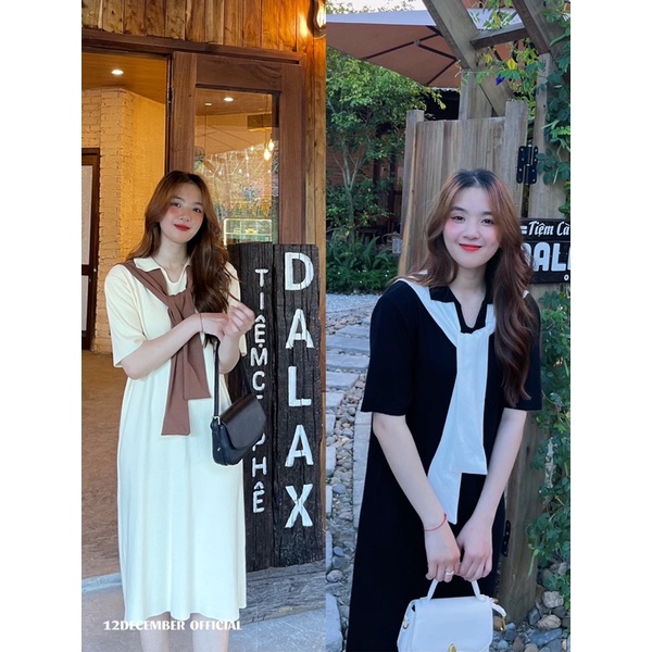 Đầm len polo dáng suông