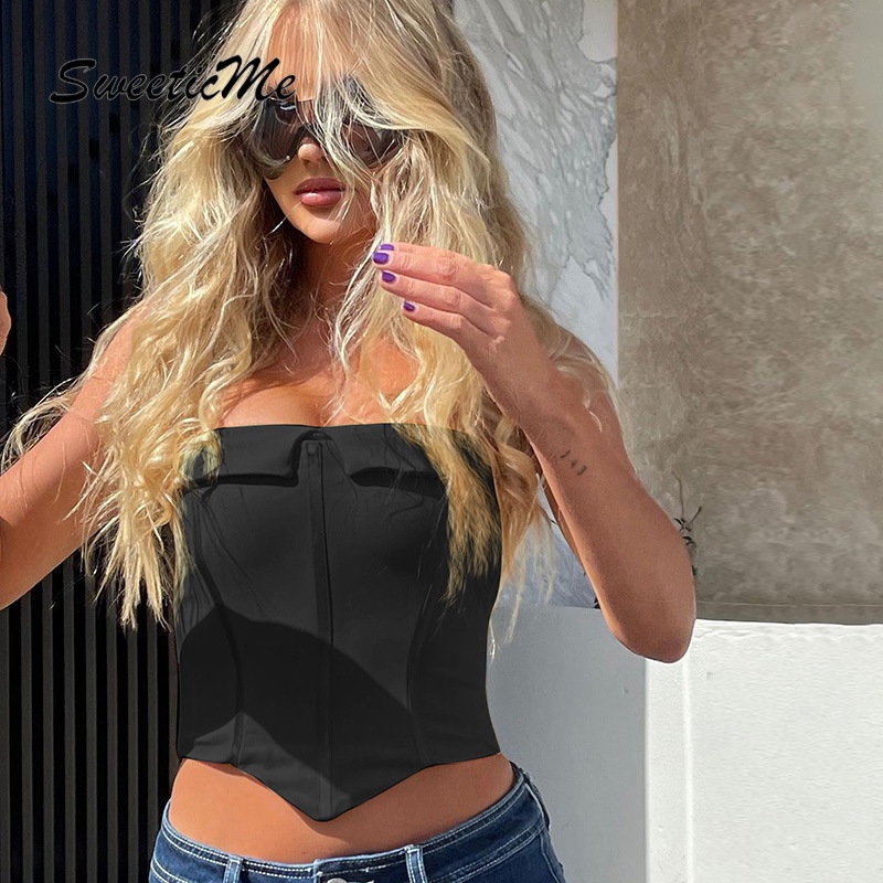 Áo Sát Nách Dáng Ôm Màu Trơn Phối Khóa Kéo Thời Trang Quyến Rũ Cho Nữ