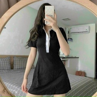 Đầm thời trang nữ mặc đi chơi cổ sơmi chất umi.
