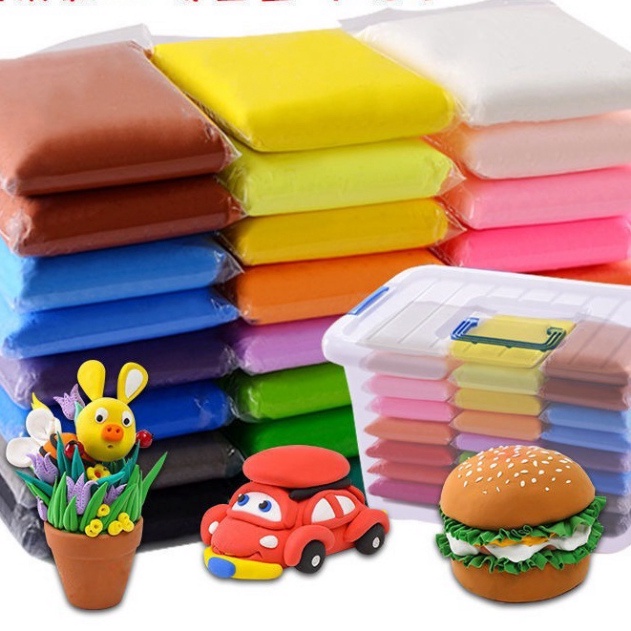 Đất Sét, Đất Nặn Tự Khô Siêu Nhẹ 12-36 Màu An Toàn.Nguyên liệu làm slime bơ slam mây