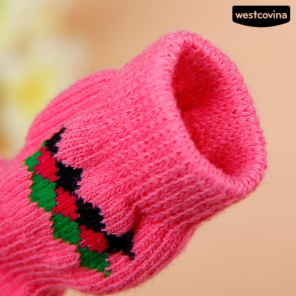 [COD]♘Set 4 Đôi Tất Cotton Chống Trượt Hình Dấu Chân Cho Thú Cưng