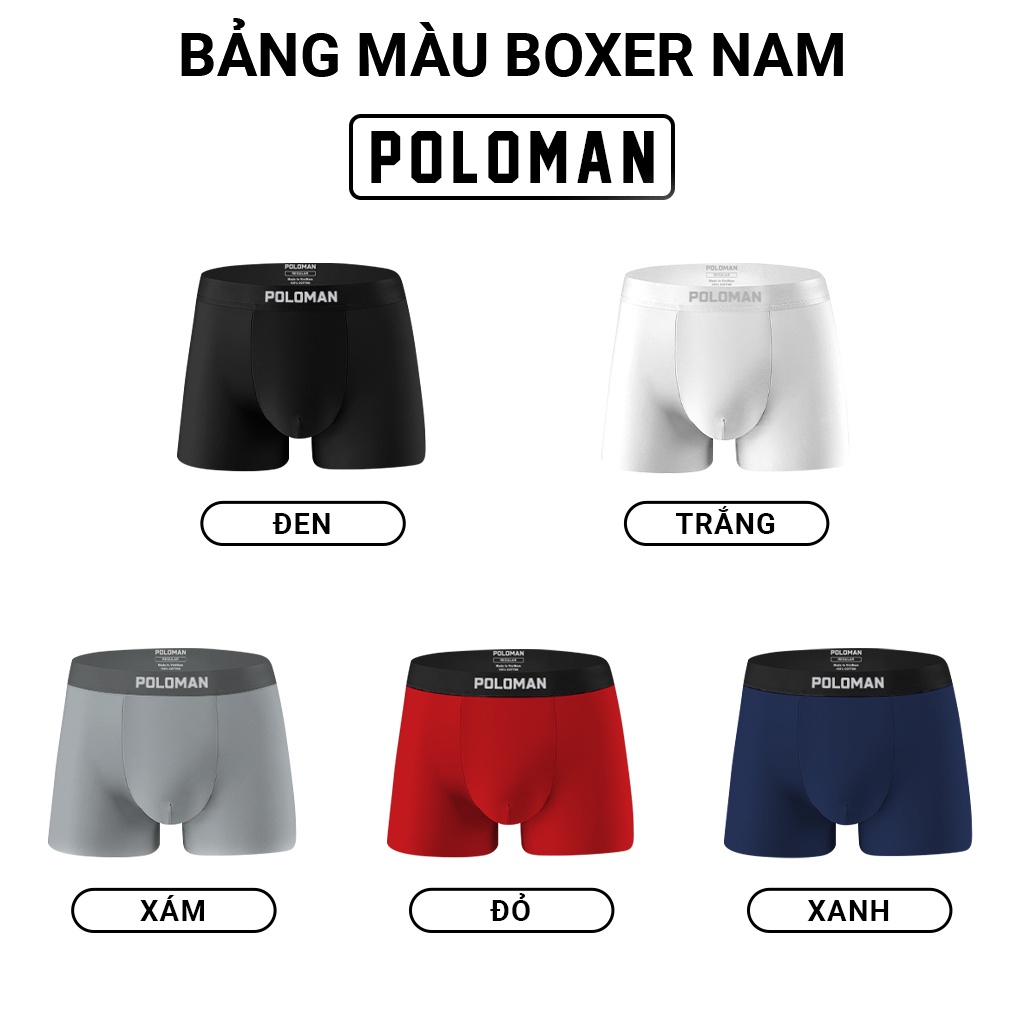 Quần lót nam boxer POLOMAN dệt sợi tự nhiên kháng khuẩn , khử mùi , thoáng khí