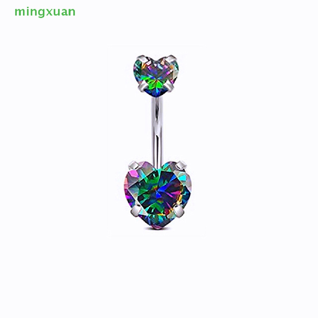 Khuyên Rốn Bằng Thép Không Gỉ Đính Đá Zircon Hình Trái Tim Dễ Thương