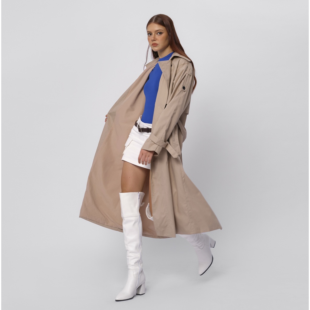 TATICHU - Áo khoác dài trechcoat kaki kèm dây lưng - Winter Trench Coat