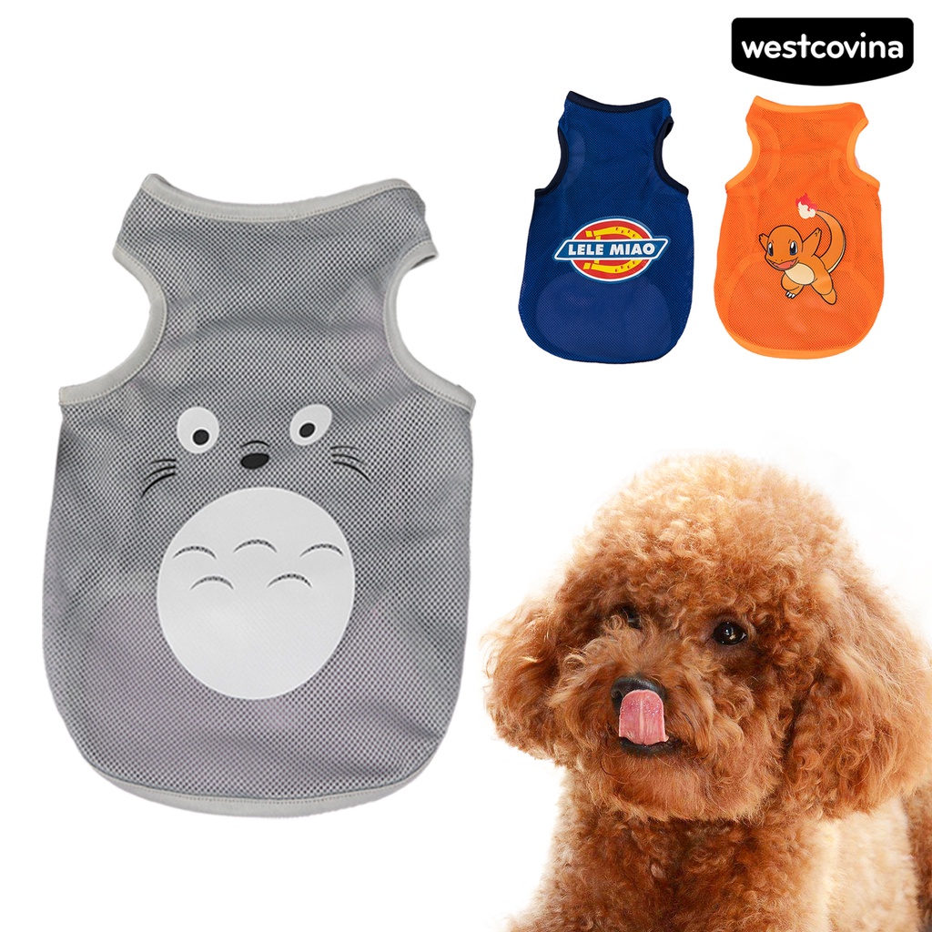 [COD]♘Áo Siêu Mỏng Bằng Polyester Mềm In Họa Tiết Hoạt Hình Cho Thú Cưng