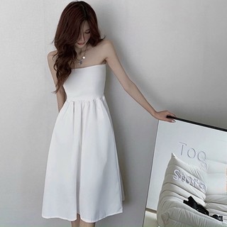 Đầm midi trắng cúp ngực (kèm hình thật)