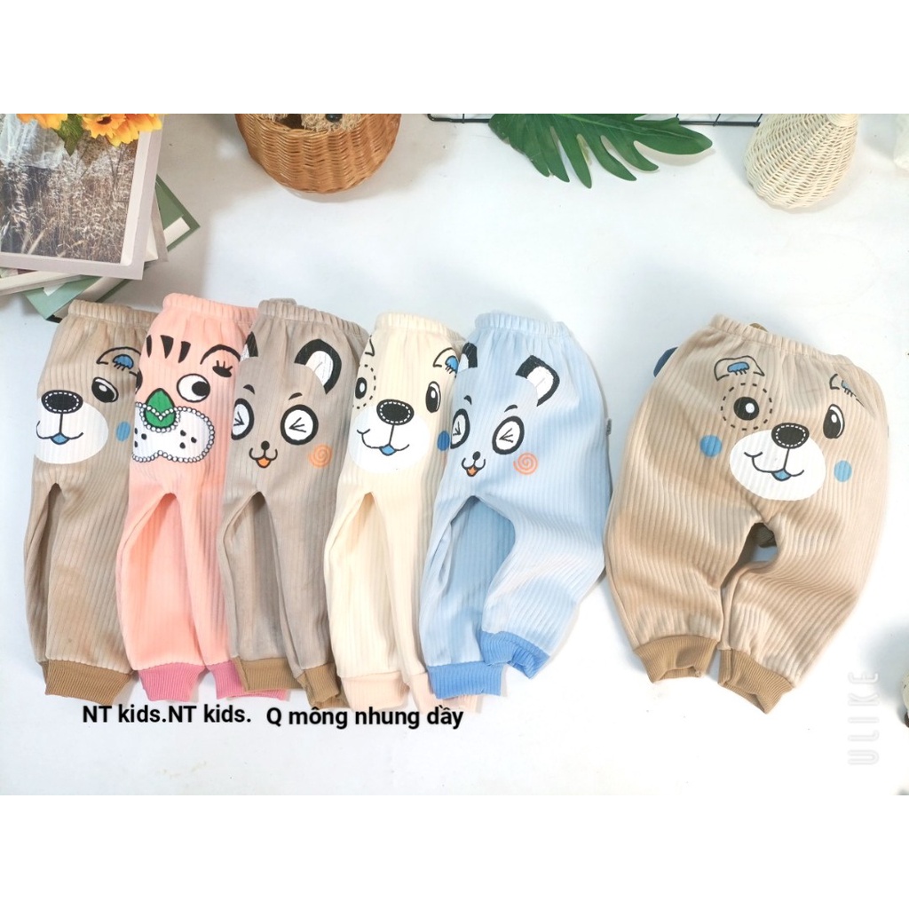 Quần dài nỉ lông nhung tăm siêu ấm cho bé trai bé gái 4-13kg