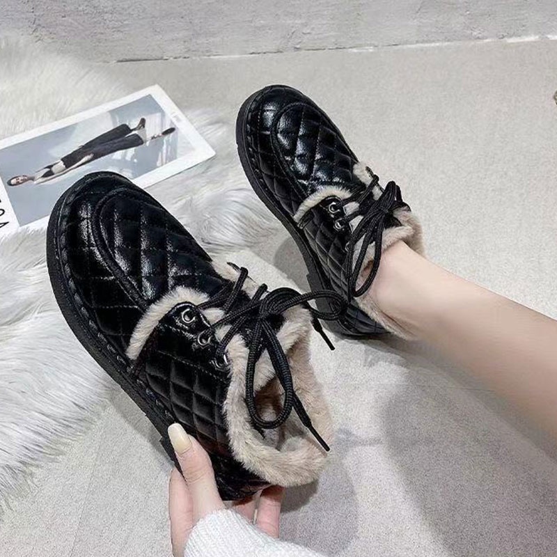 One Giày Bốt Da Lót Lông Giữ Ấm Thời Trang Hàn Quốc Cho Nữ