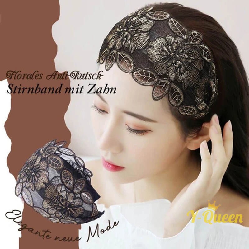 Băng Đô Ren Hoa Bản Rộng Không Trượt Thời Trang Cho Nữ