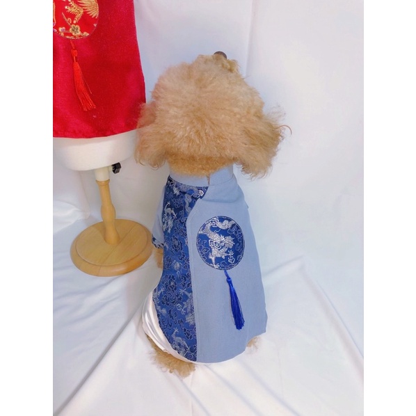 Áo đồng tiền tua rua/Áo dài Tết cho chó mèo