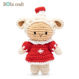 Cừu Barbra Nhí Noel - Thú bông len Bobi Craft - Đồ chơi an toàn quà tặng bé