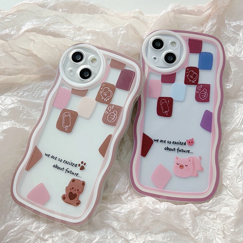 OPPO A17 A77S A76 A96 A54 4G 5G A16 A16S A74 A95 A94 A93 A55 A53 A33 2020 A52 A72 A92 A15S A15S A31 A1K A12E A3S A9 A5 A7 A5S A12 A11K A57 2022 A83 A71 2018 A59 F11 Pro F9 F7 F1S F5 Youth Cute Cartoon Bear Pig Candy Waves Edge Clear Soft Phone Case STB 19