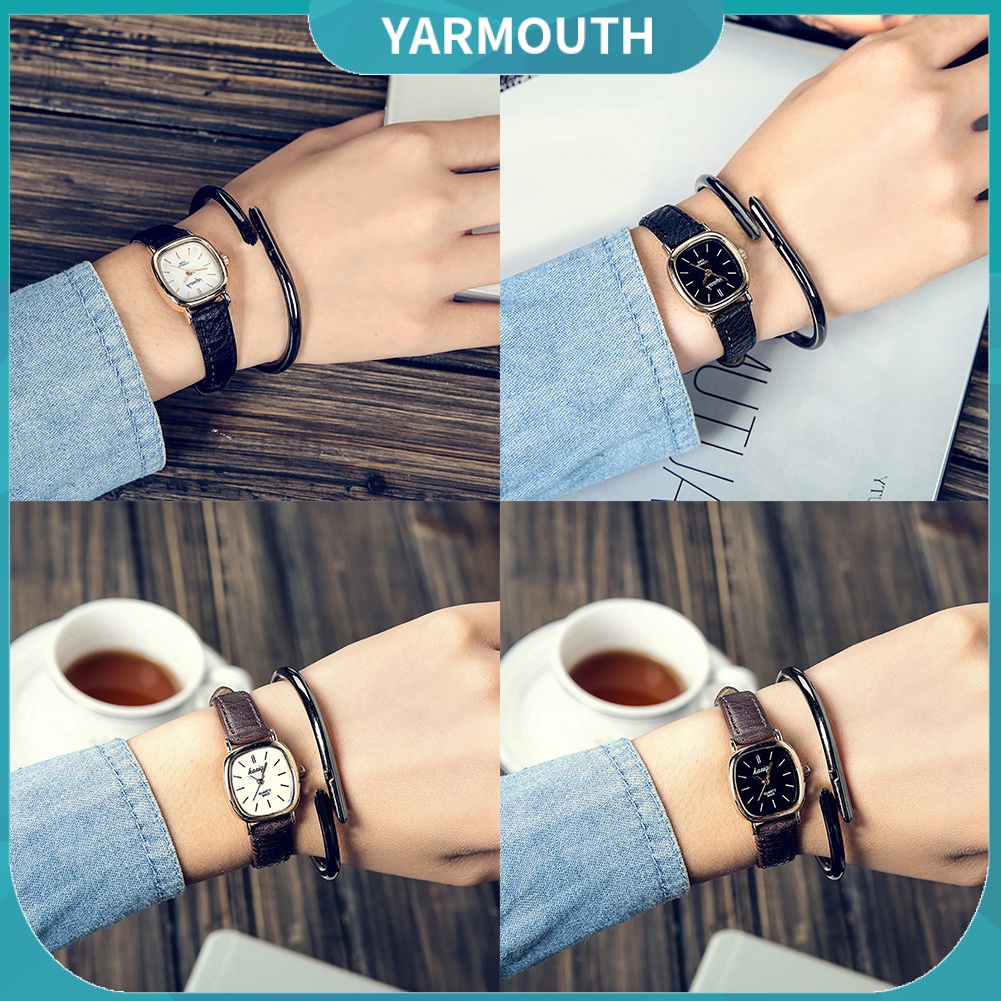 Đồng hồ đeo tay giả da kiểu dáng vintage thời trang cao cấp cho nam / nữ