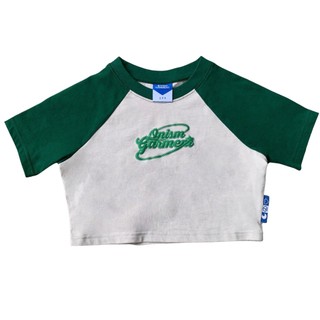 Áo thun raglan croptop Basic grament màu xám xanh lá - Raglan tee Onism