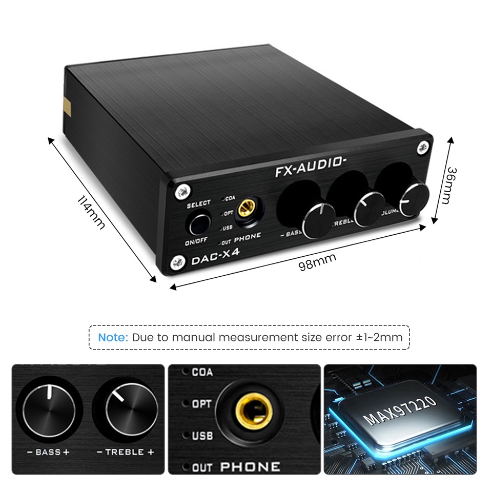 FX Audio DAC-X4 Fever hifi lossless USB driver-free bộ giải mã card âm thanh cáp quang đầu ra đồng trục DAC khuếch đại tai nghe tất cả trong một máy hỗ trợ điều chỉnh âm trầm cao và thấp