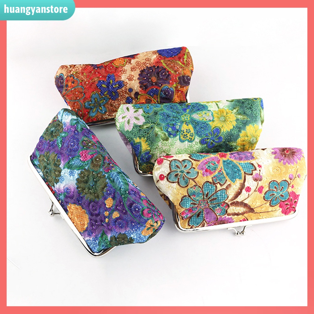 HY/ Ví cầm tay in họa tiết hoa tùy chọn phong cách retro cho nữ