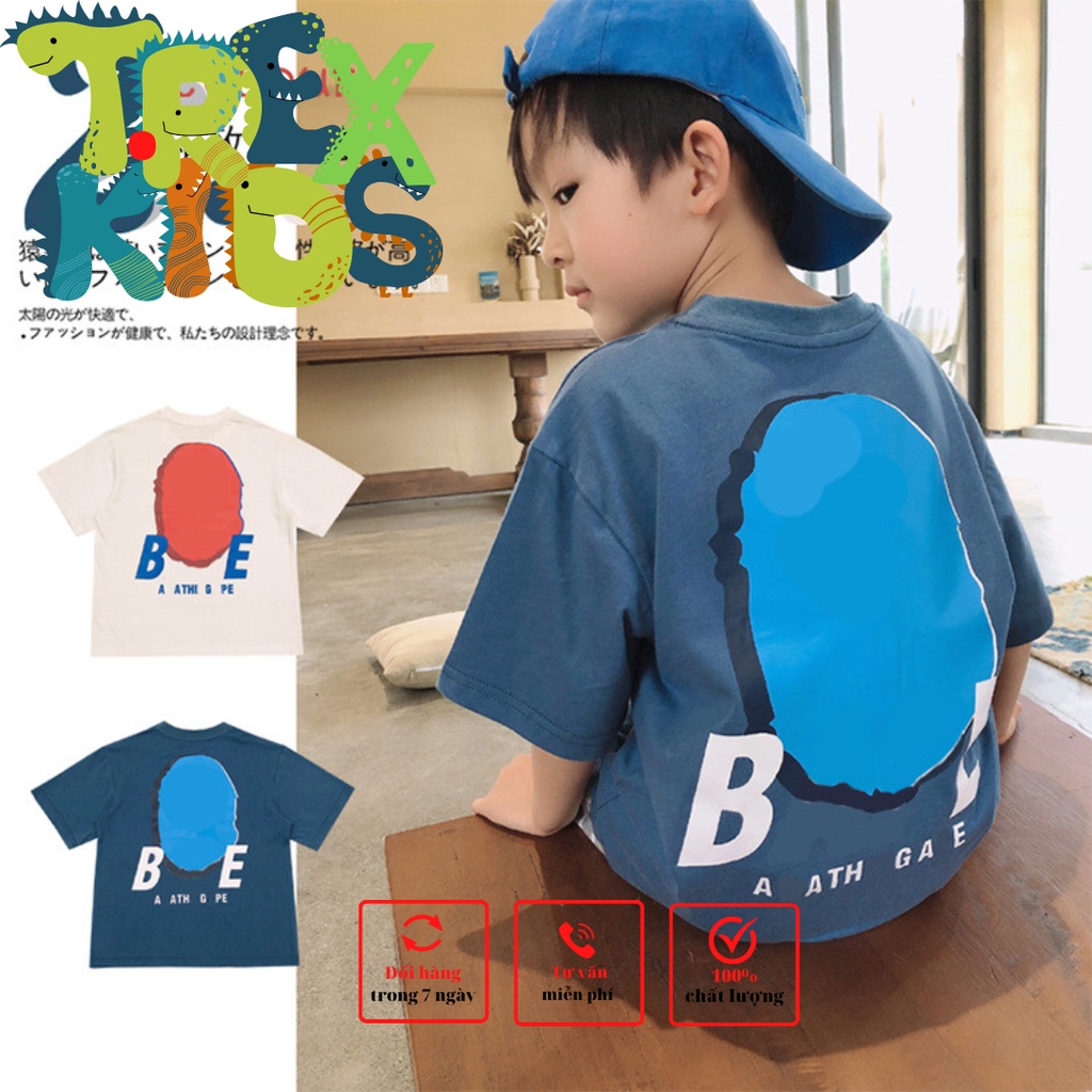 Áo thun bé trai T.REX KIDS phong cách Nhật Bản vải cotton mềm co giãn tốt hình in bền size cho bé từ 5 đến 12 tuổi