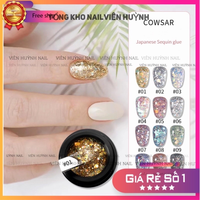 Gel nhũ kim tuyến COWSAR siêu sáng , gồm 12 tông màu , hũ 5g