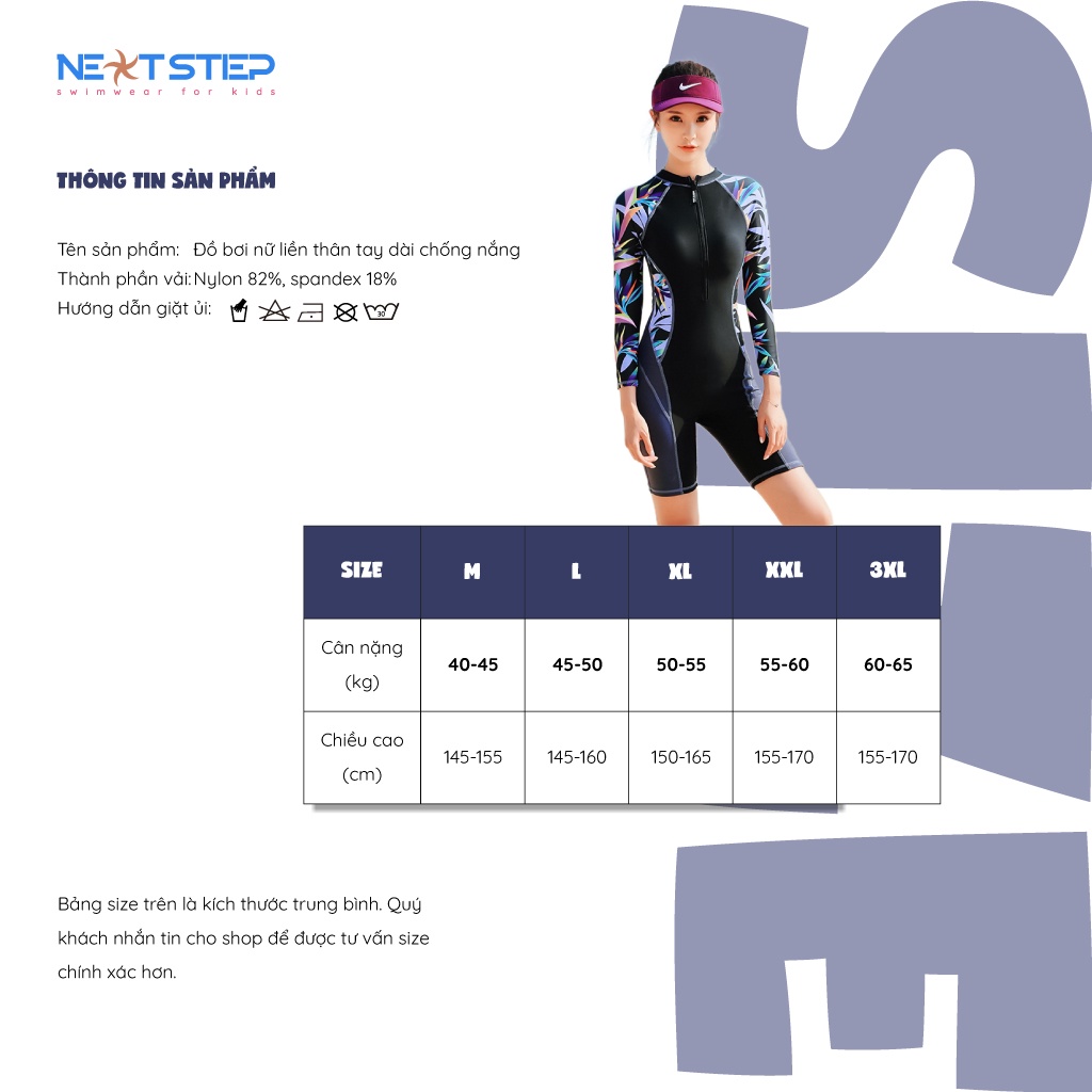 Đồ bơi nữ, đồ tắm biển, đồ bơi một mảnh | dài tay chuyên nghiệp chống nắng kín đáo cho bạn gái thêm tự tin khi bơi lội