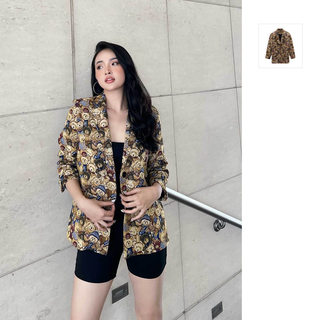 Áo Blazer Nữ Teddy, Chất Vải Bố Line Thoải Mái, WVE000019, SOMEHOW