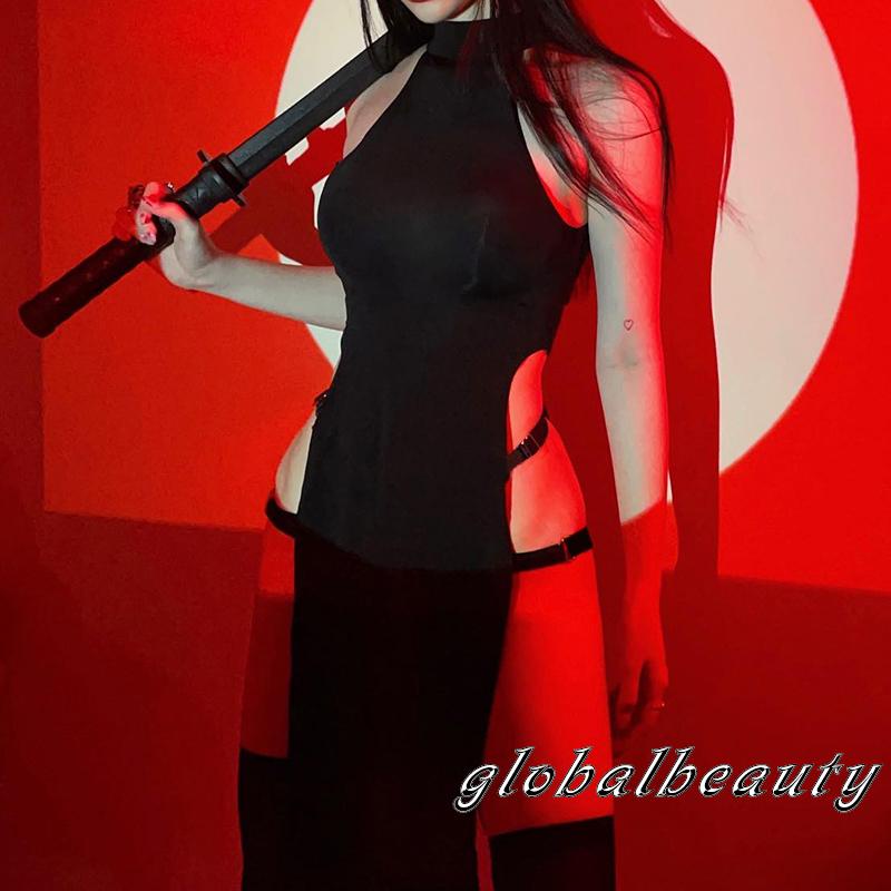 Đầm Sát Nách Cổ Tròn Màu Đen Thời Trang Mùa Hè Cho Nữ