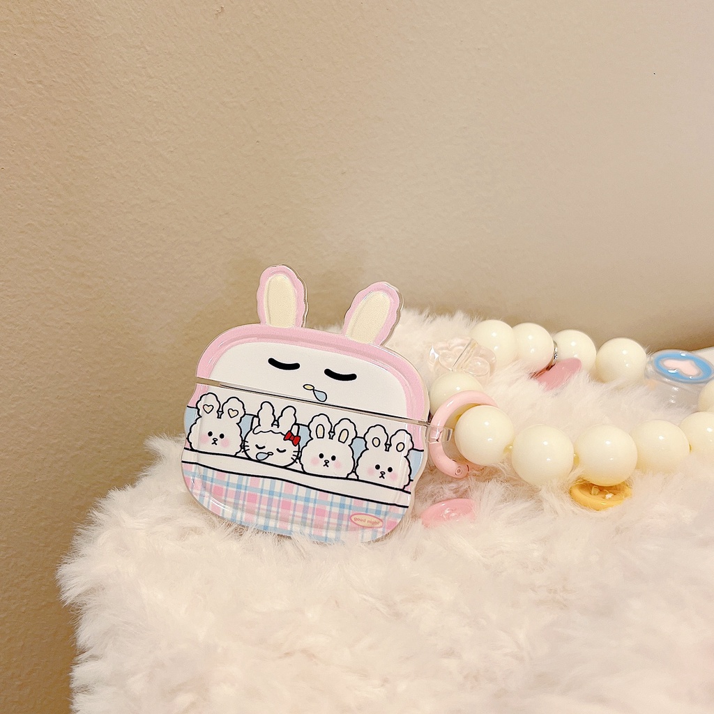 Vỏ Bảo Vệ Hộp Sạc Tai nghe không dây AirPods 1 2 3 Pro2 2022 Bằng Tpu Mềm Trong Suốt Hình Thỏ / Ếch 3D Dễ Thương