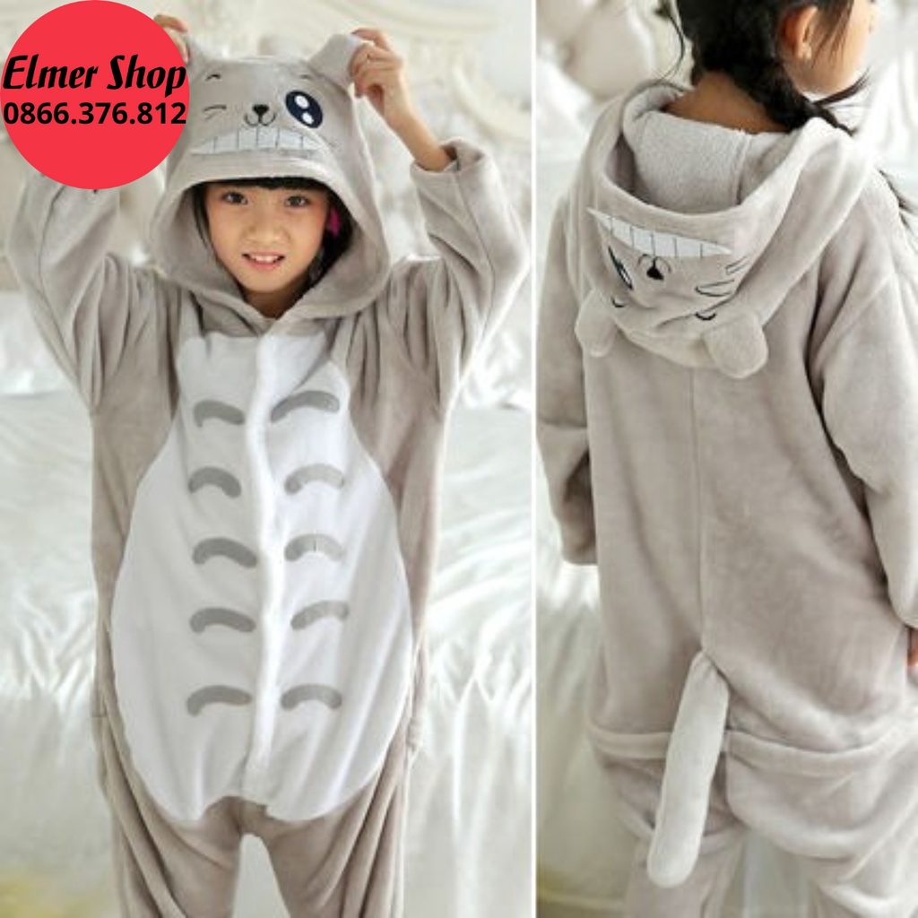 Bộ đồ hình thú cho bé và người lớn Elmer Shop BDTKL04, quần áo mèo Toroto cosplay hoạt hình nhiều màu sắc dễ thương